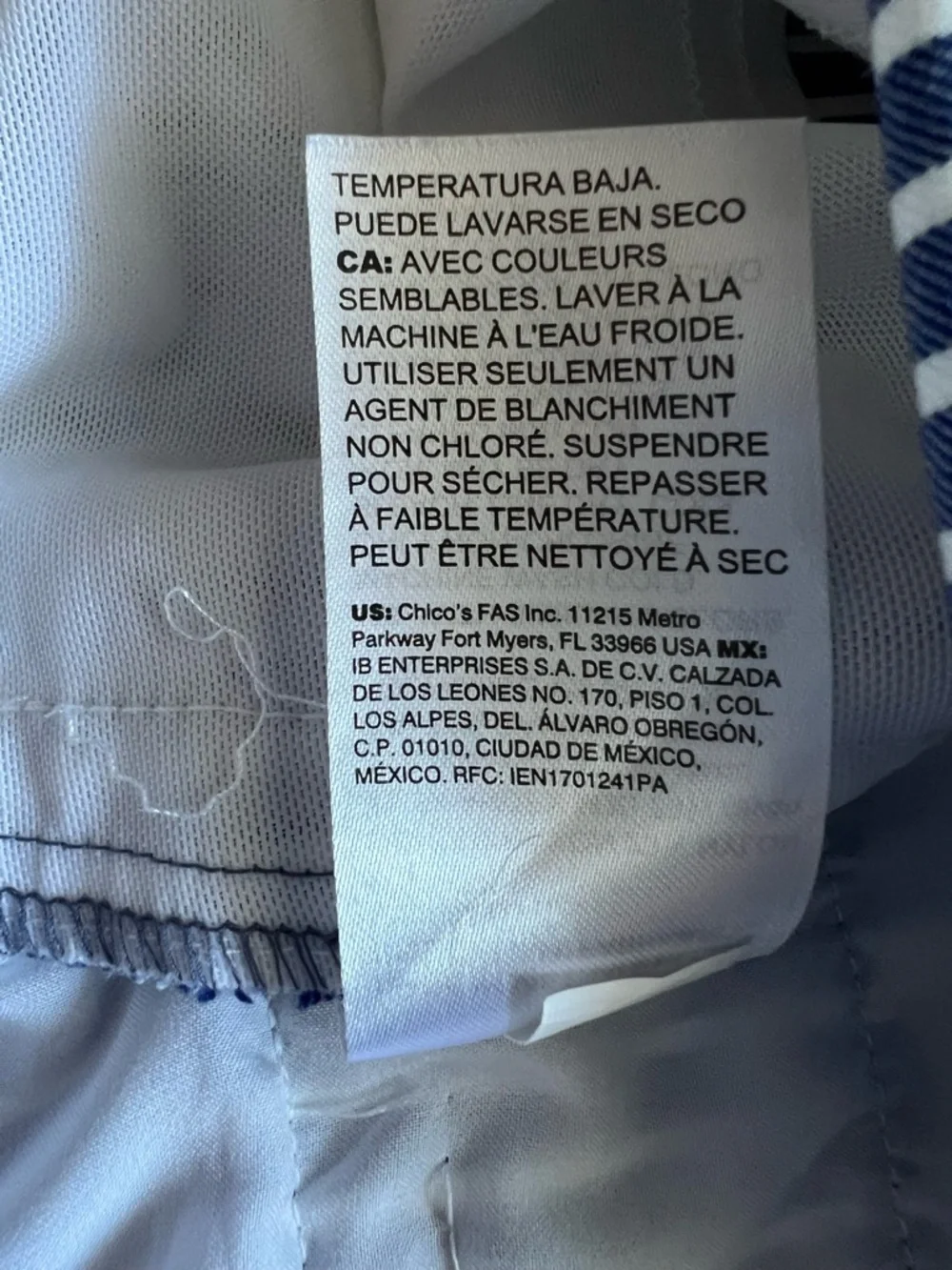 Chico’s Blue White Striped Pants Straight Leg Size 0 - Picture 11 of 12